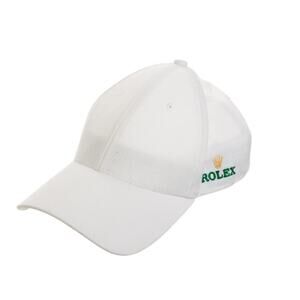 ROLEX Vintage Y2K Cotton Baseball Hat Adjustable White Forest Green Dad Hat